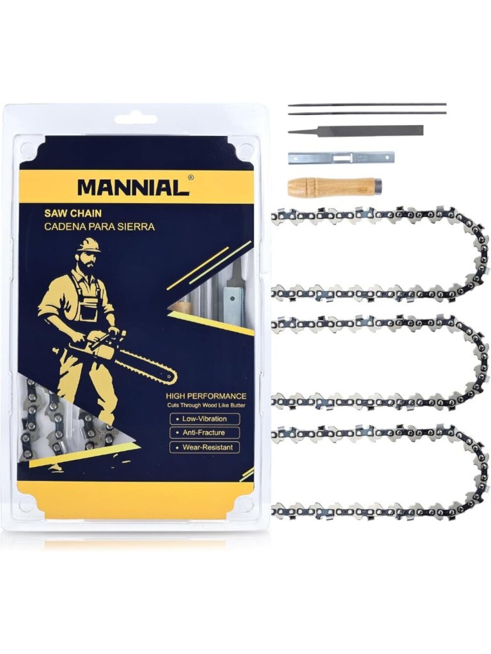 12" Chainsaw Chain 3-Pack, 1/4"LP .043", Fits Stihl Models + Sharpening Kit